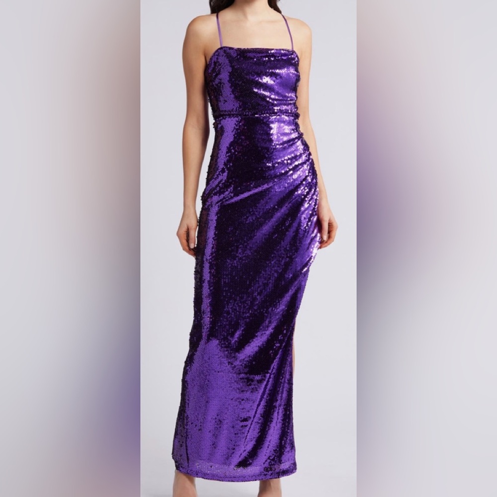 Lulu's Shimmering Violet Sequin Gown